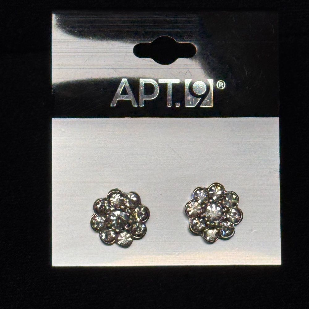 Apt. 9 Silver Crystal Flower Stud Earrings 1/2 inch